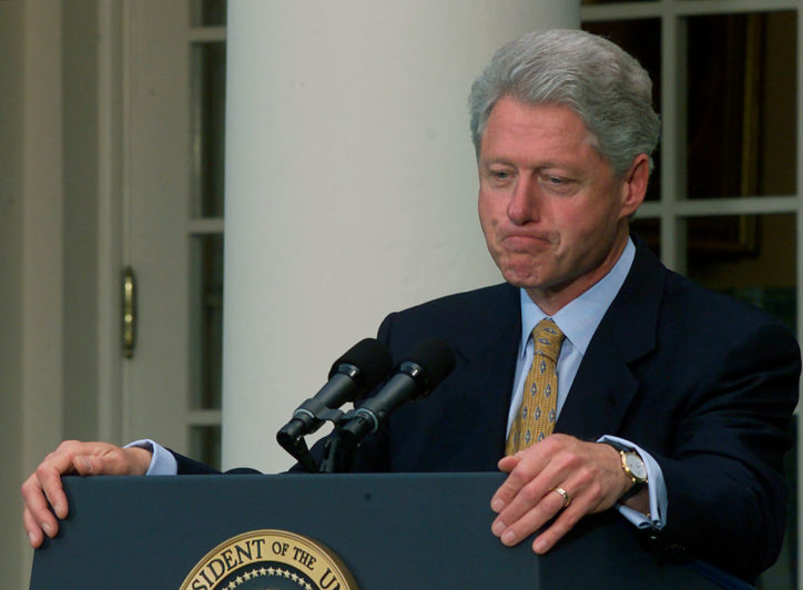 President Bill Clinton speaks in the Rose Garden, May 24, 2000 in Washington, D.C. after the China trade vote in Congress.