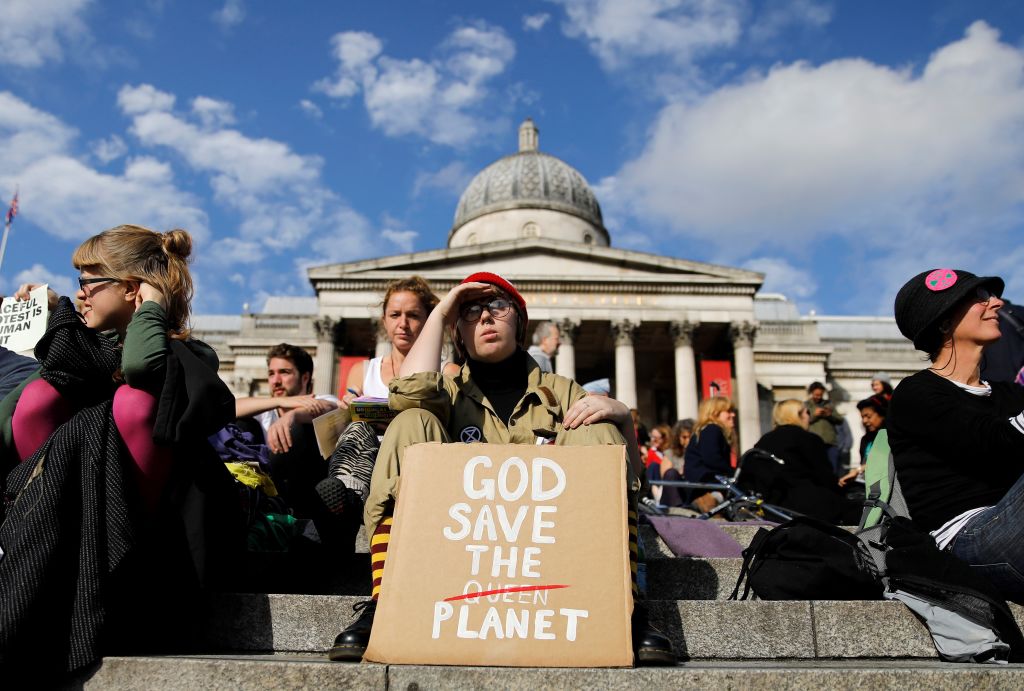 alarmism Extinction Rebellion protesters in London