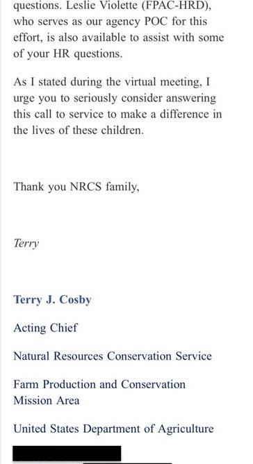 NRCS email to staff regarding HHS volunteer program (Screenshot obtained by The Spectator)
