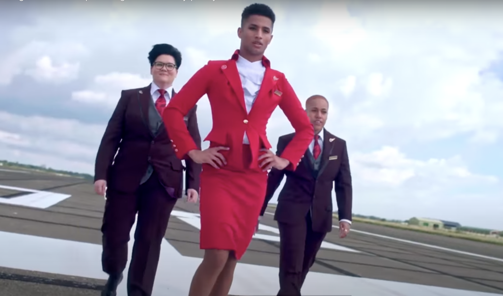 Virgin Airlines' new gender neutral uniform policy (YouTube Screenshot)