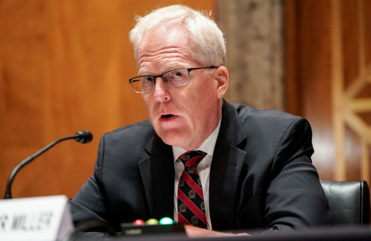National Counterterrorism Center Director Christopher Miller testifies at a Senate Homeland Security and Governmental Affairs Committee hearing (Photo by Joshua Roberts-Pool/Getty Images)