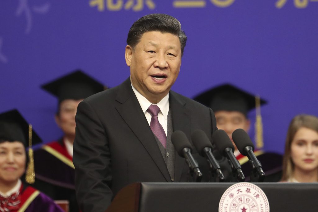 ccp Chinese President Xi Jinping delivers a speech during a ceremony at Tsinghua University ceremony (KENZABURO FUKUHARA/AFP via Getty Images)