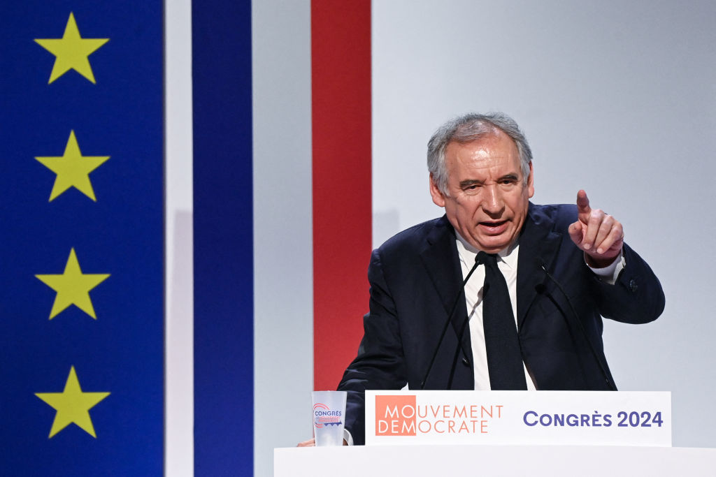 Francois Bayrou gives a speech (Getty)