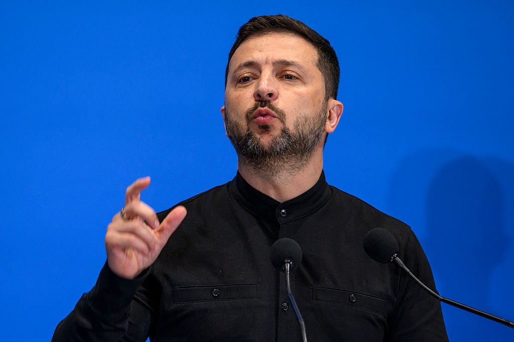 Volodymyr Zelensky at Ukraine Recovery Conference, 2025 (Getty)